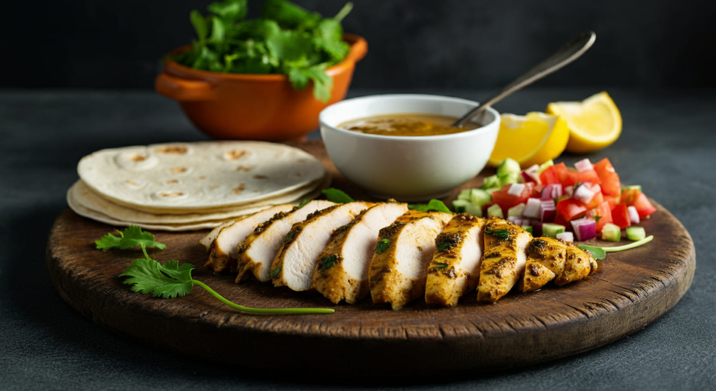 Creative meal ideas with thin sliced chicken breast in wraps or tacos