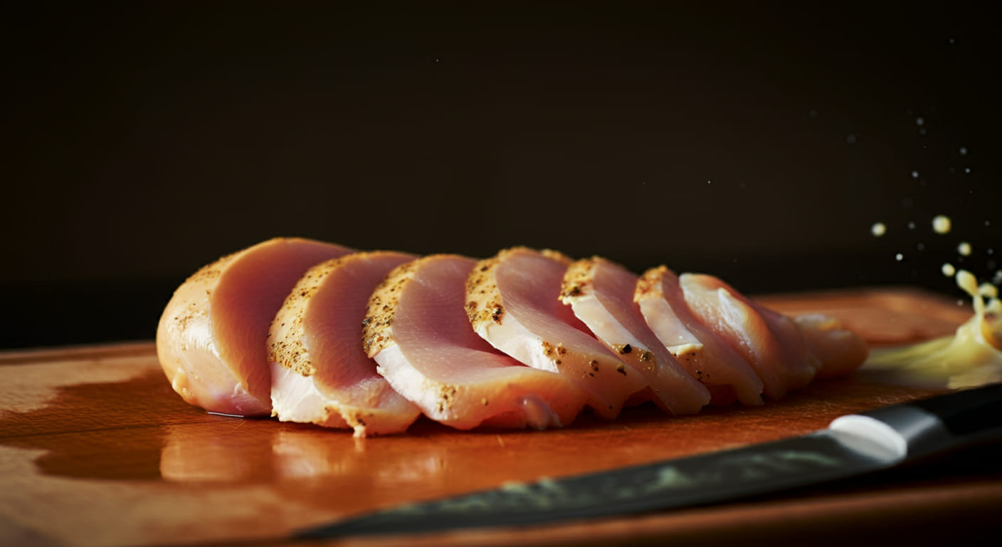 Fresh thin sliced chicken breasts ready for cooking