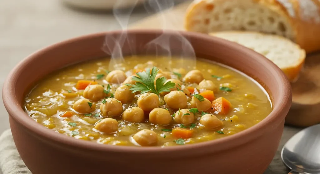 bowl of chickpea soup