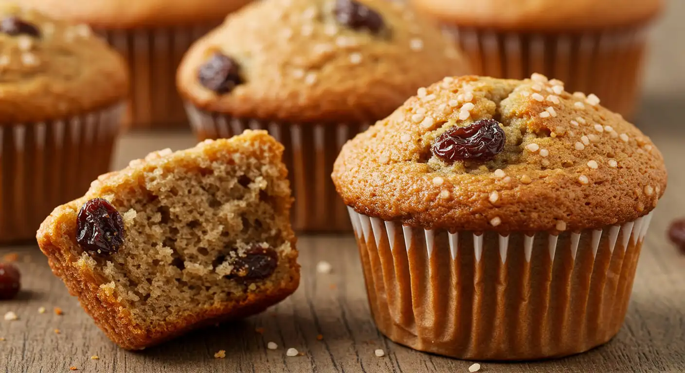 Freshly baked muffins with raisins, ideal for a healthy snack