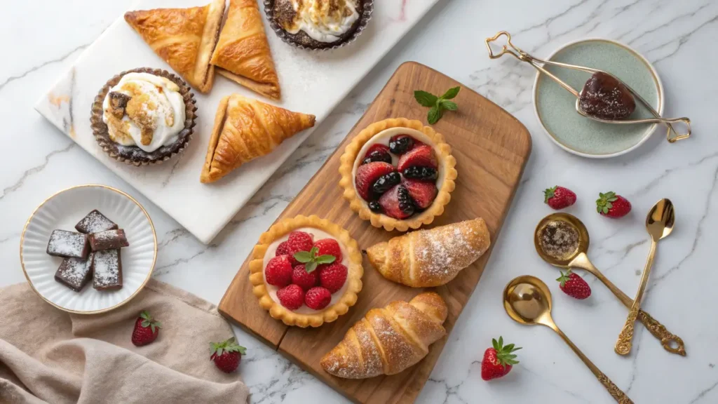 Assorted filled puff pastries with sweet and savory fillings