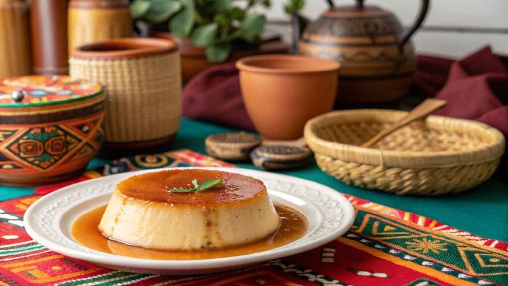 A creamy dessert on a decorative table