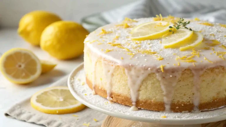 Close-up of lemon cake with frosting
