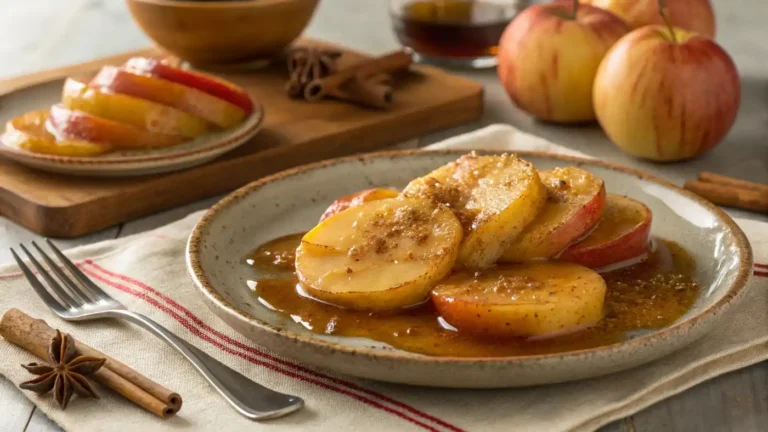 plated sweet and sour apples with cinnamon