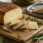 smoked provolone on cutting board