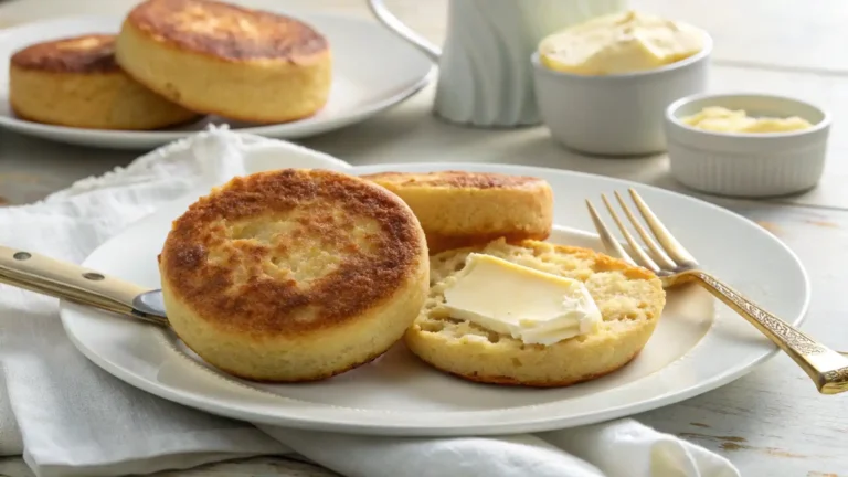 Toasted einkorn english muffins with butter
