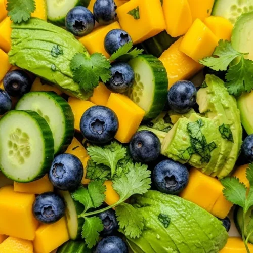 Mango Cucumber Salad with Blueberries and Avocado