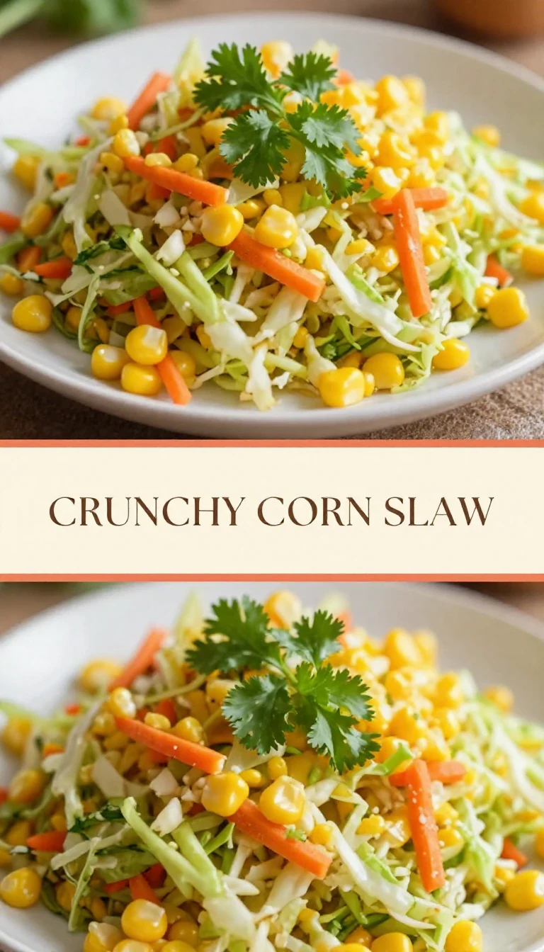 A vibrant bowl of crunchy corn slaw with colorful vegetables
