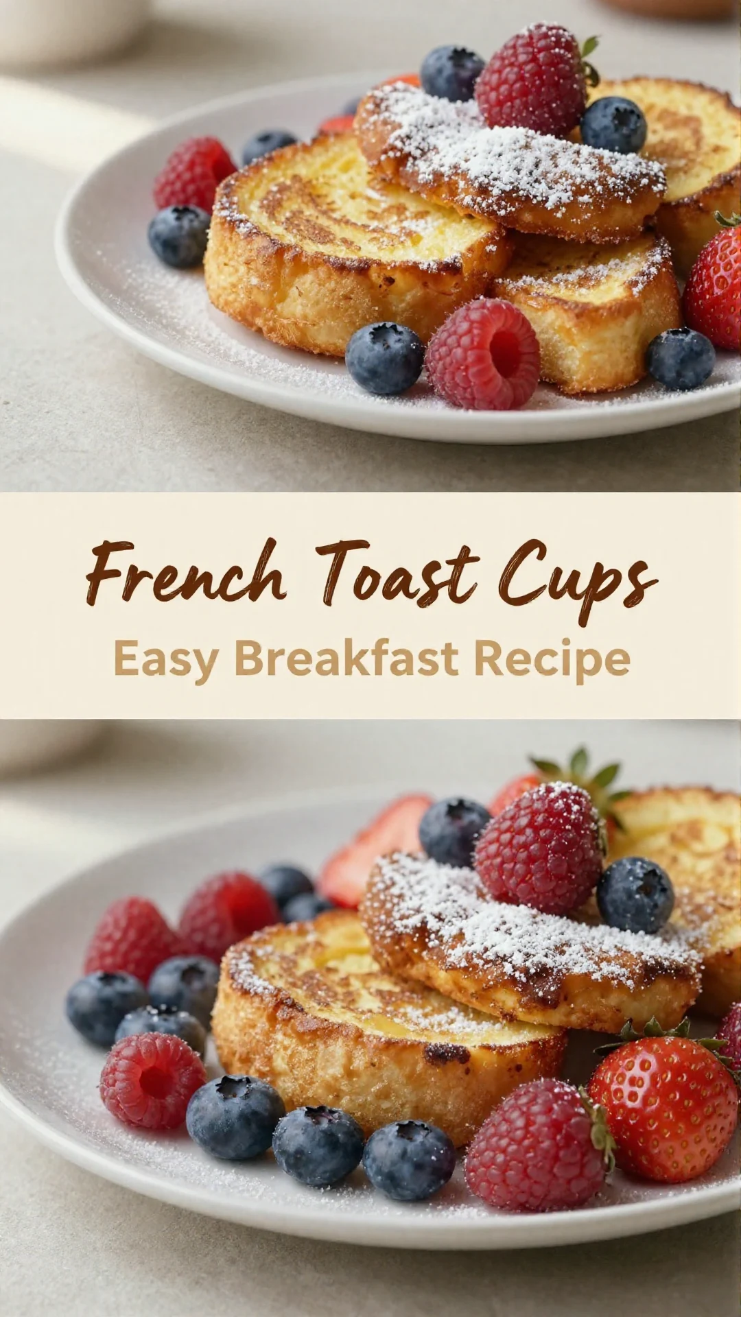 Delicious French toast cups filled with berries and syrup
