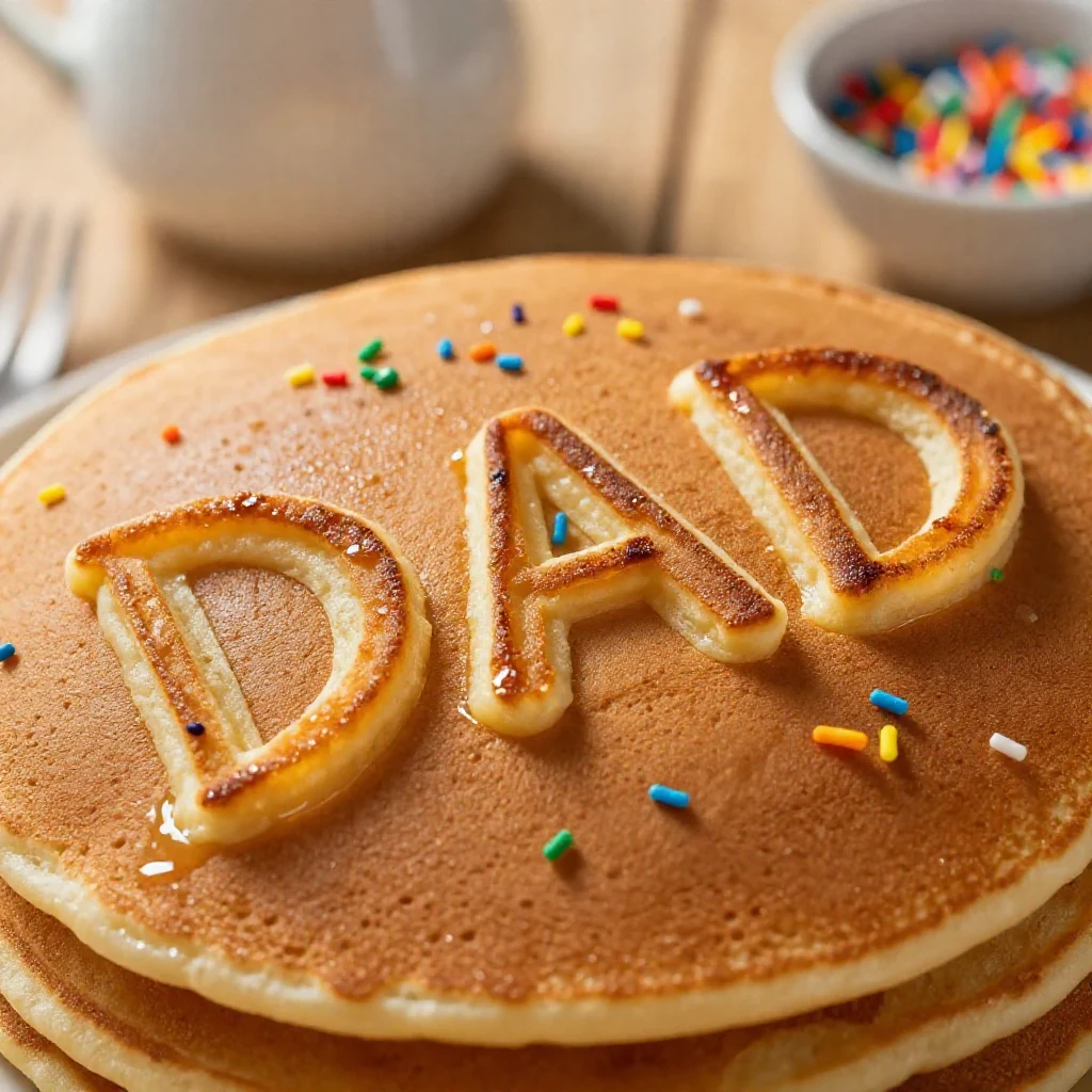 Fluffy pancakes stacked high with fresh berries for Father's Day breakfast