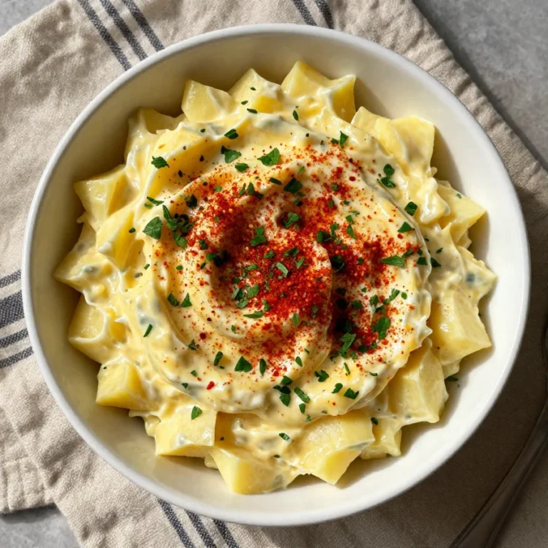 A bowl of colorful gluten-free potato salad with fresh vegetables and herbs