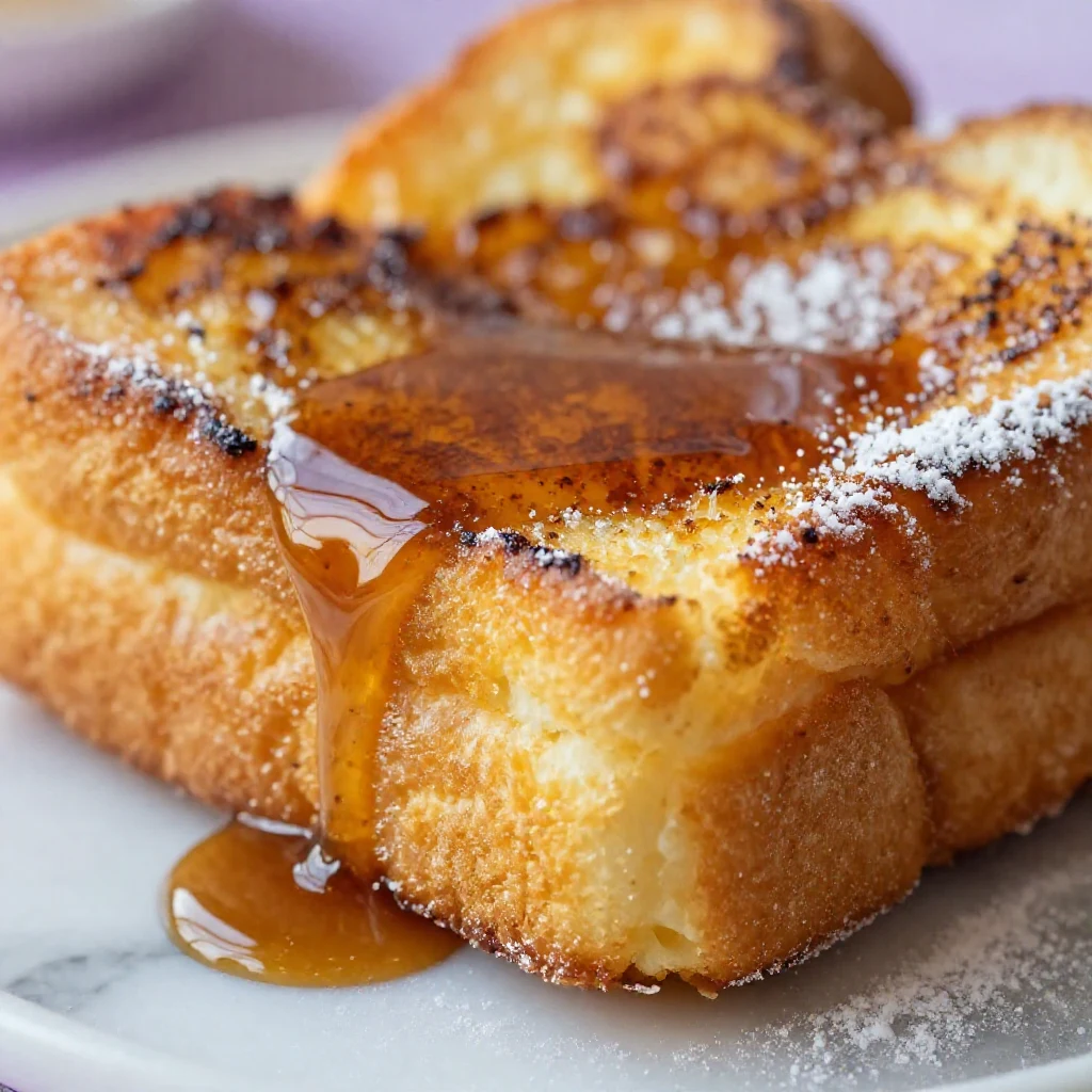 Delicious Hawaiian roll French toast bites served on a white plate with syrup