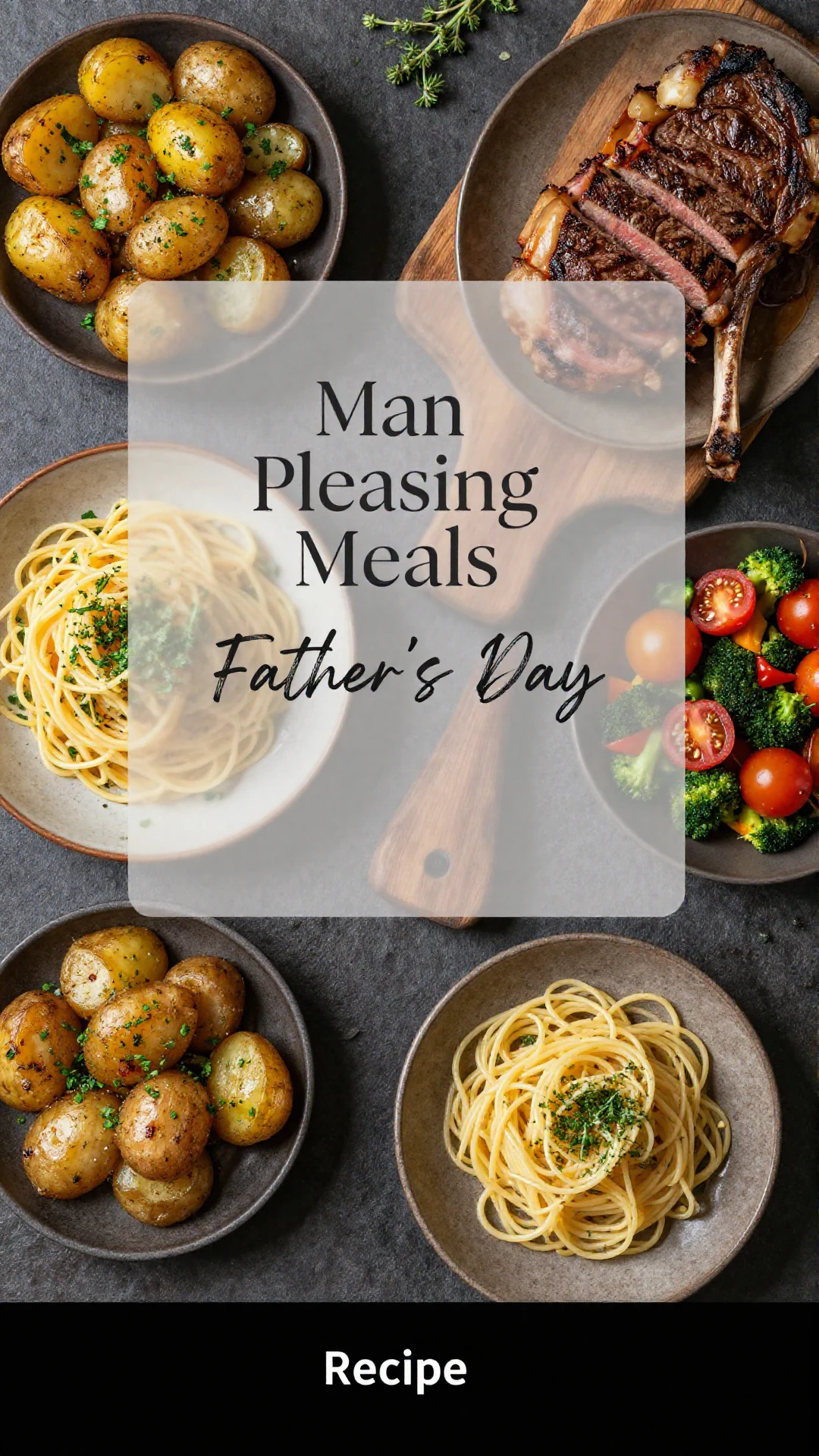 A beautifully arranged Father's Day dinner table featuring man-pleasing meals.