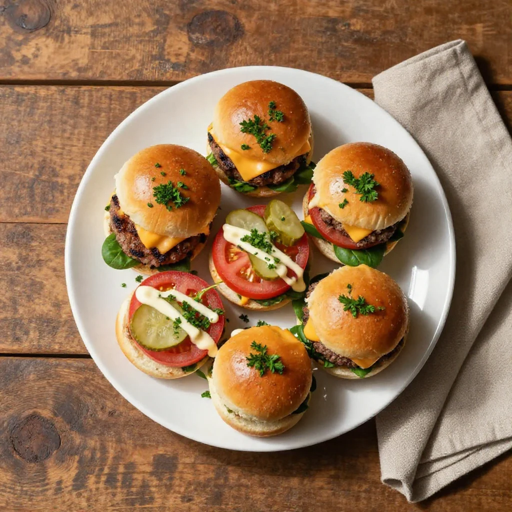 A platter of delicious mini sliders with various toppings for Father's Day brunch