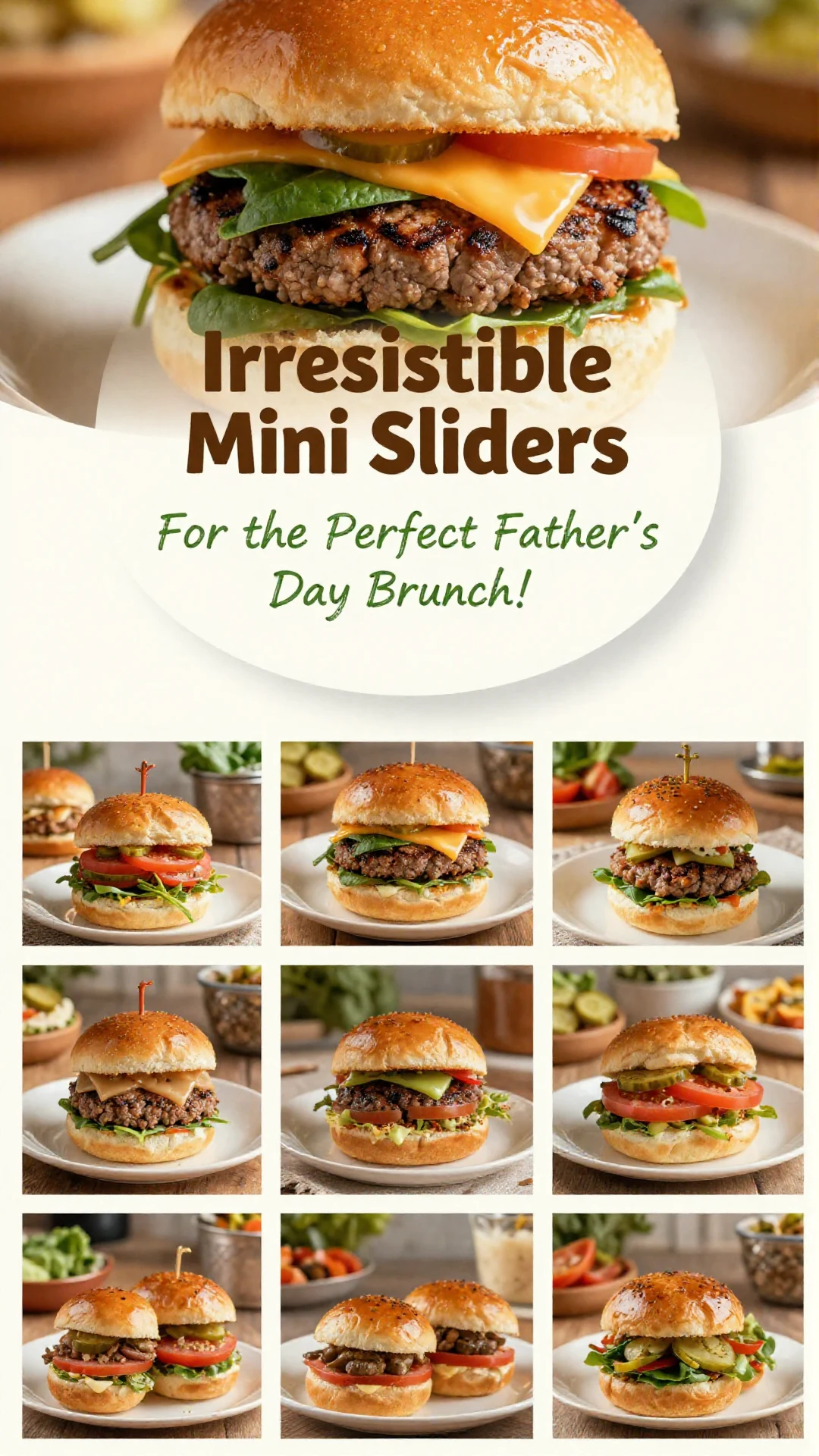 A platter of delicious mini sliders with various toppings for Father's Day brunch