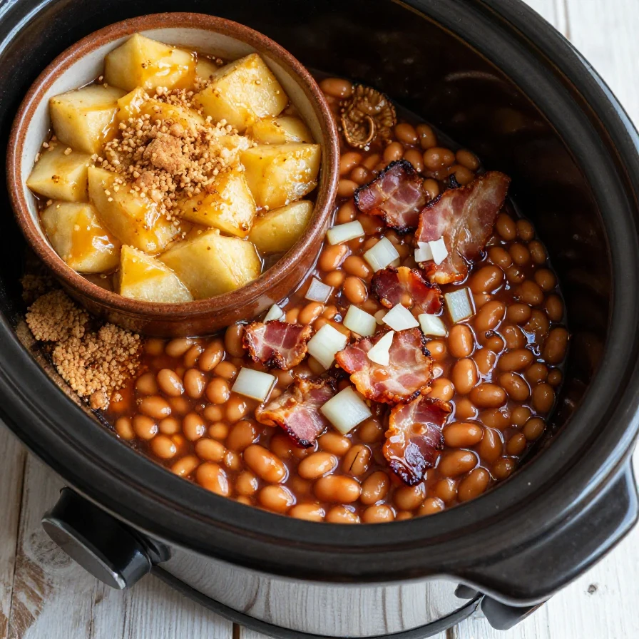 A delicious serving of apple pie baked beans