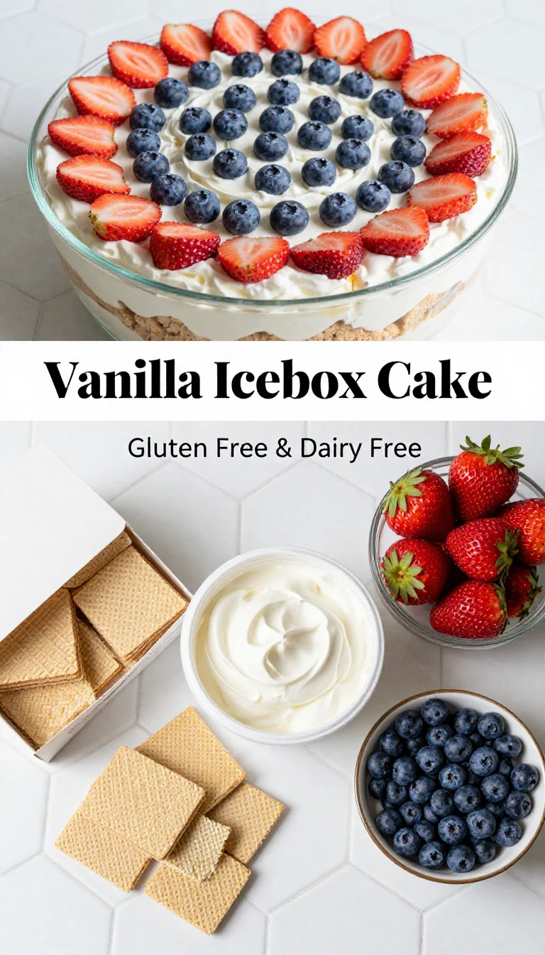 A delicious gluten free ice box cake layered with chocolate and cream