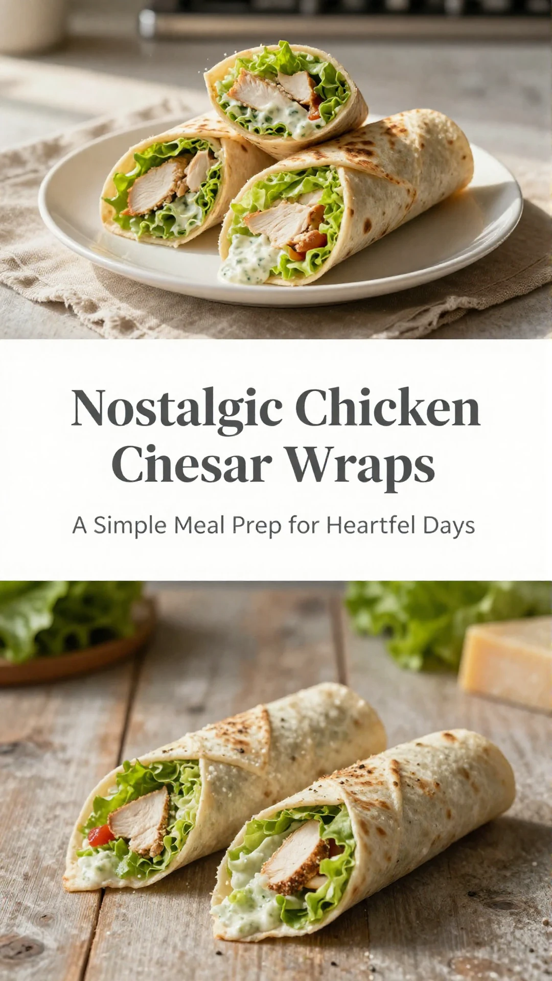 A delicious Chicken Caesar wrap filled with fresh greens and creamy dressing, served on a wooden cutting board