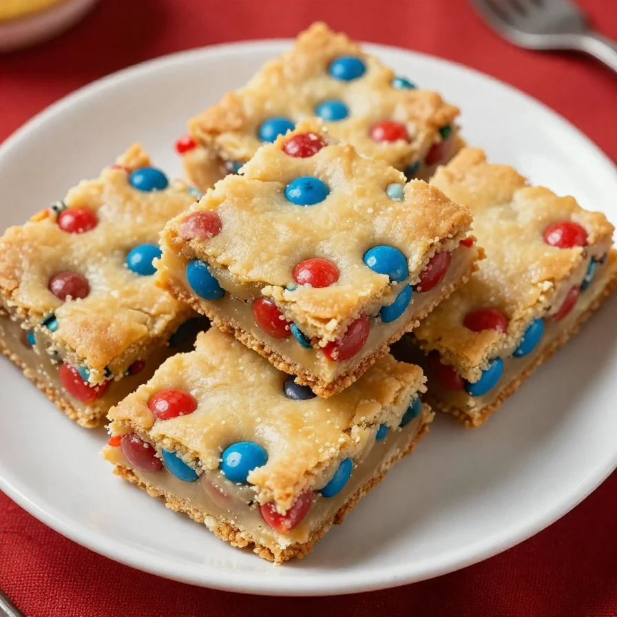 Delicious 4th of July cookie bars decorated with red, white, and blue sprinkles