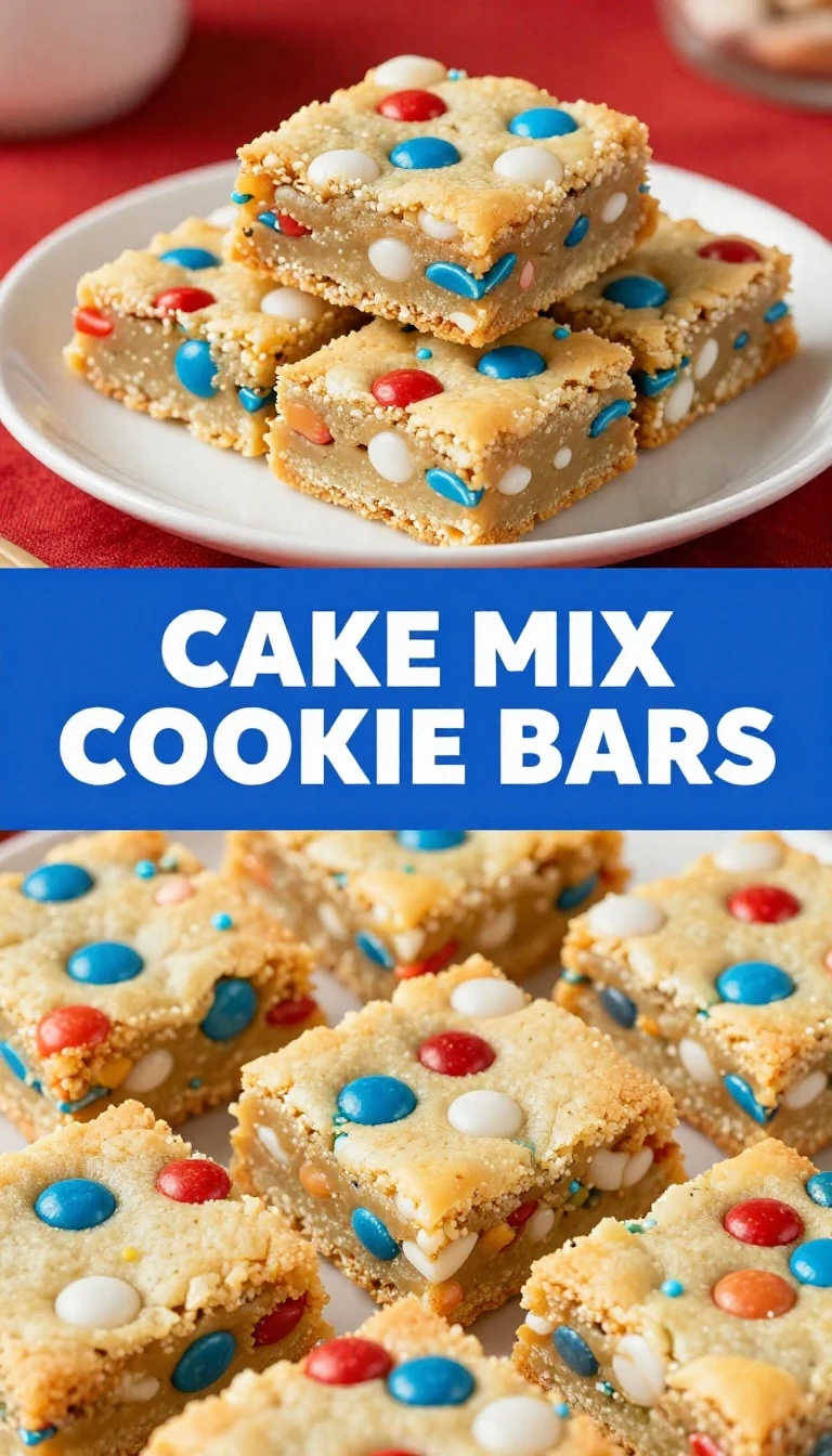Delicious 4th of July cookie bars decorated with red, white, and blue sprinkles