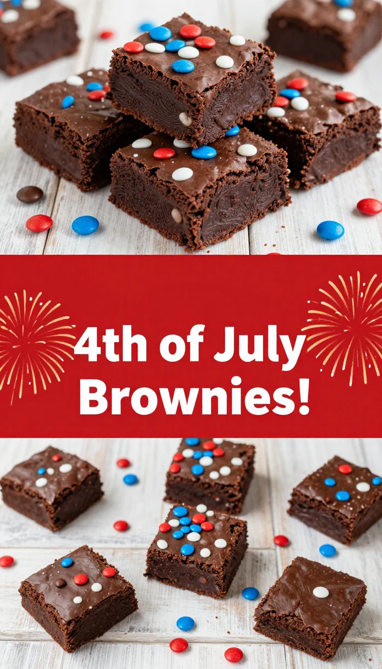 A delicious tray of red, white, and blue brownies decorated for 4th of July celebrations.