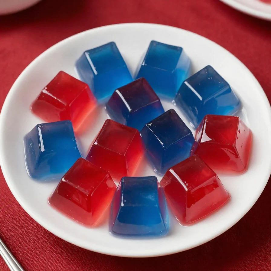 Colorful 4th of July Jello dessert layered in red, white, and blue