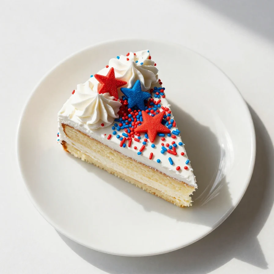 A vibrant patriotic poke cake decorated with red, white, and blue frosting and fresh berries.