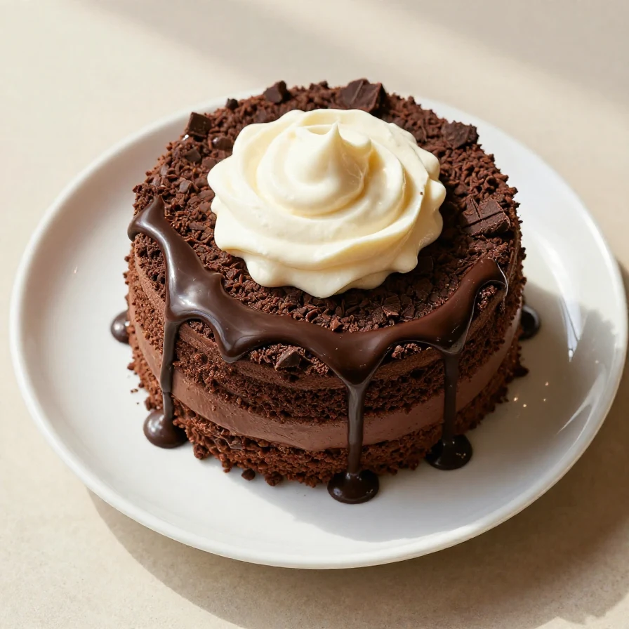 A delicious chocolate lasagna layered with creamy filling and chocolate shavings on top
