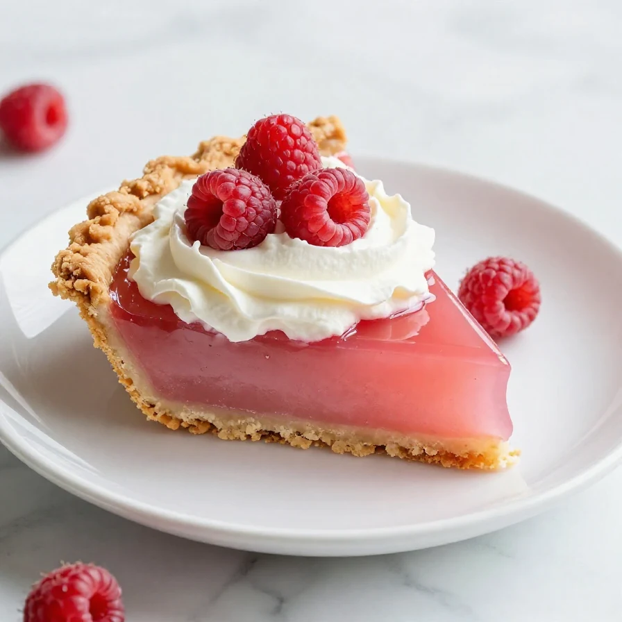 A delicious 3 ingredient Jello Cool Whip Pie with a vibrant colored filling and a graham cracker crust.