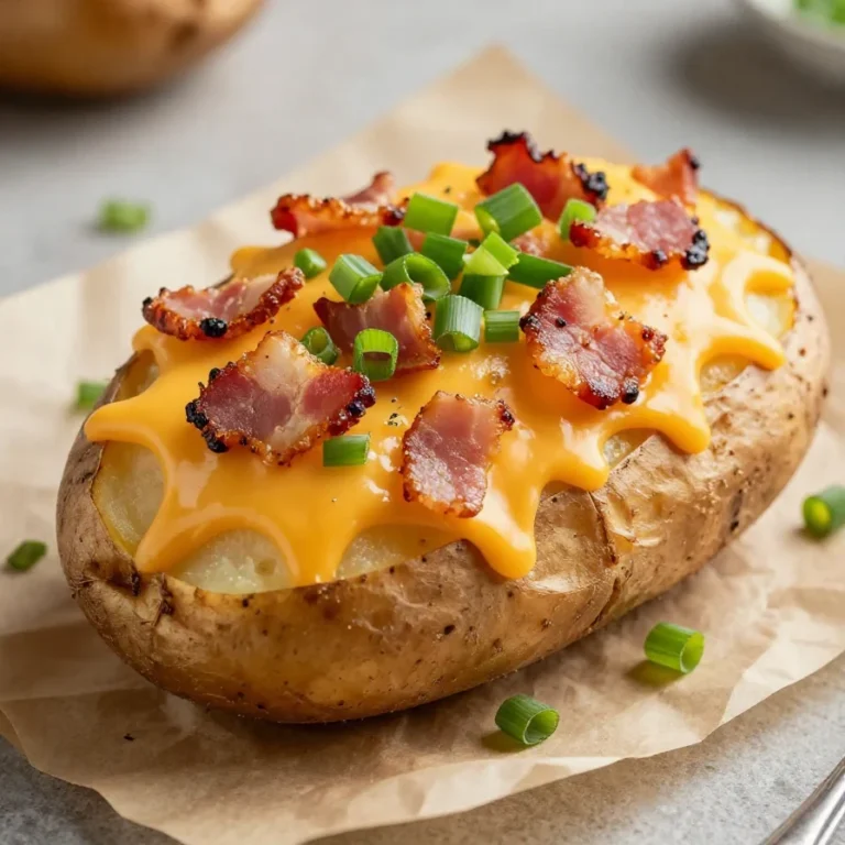 A plate of traditional twice baked potatoes topped with cheese and chives