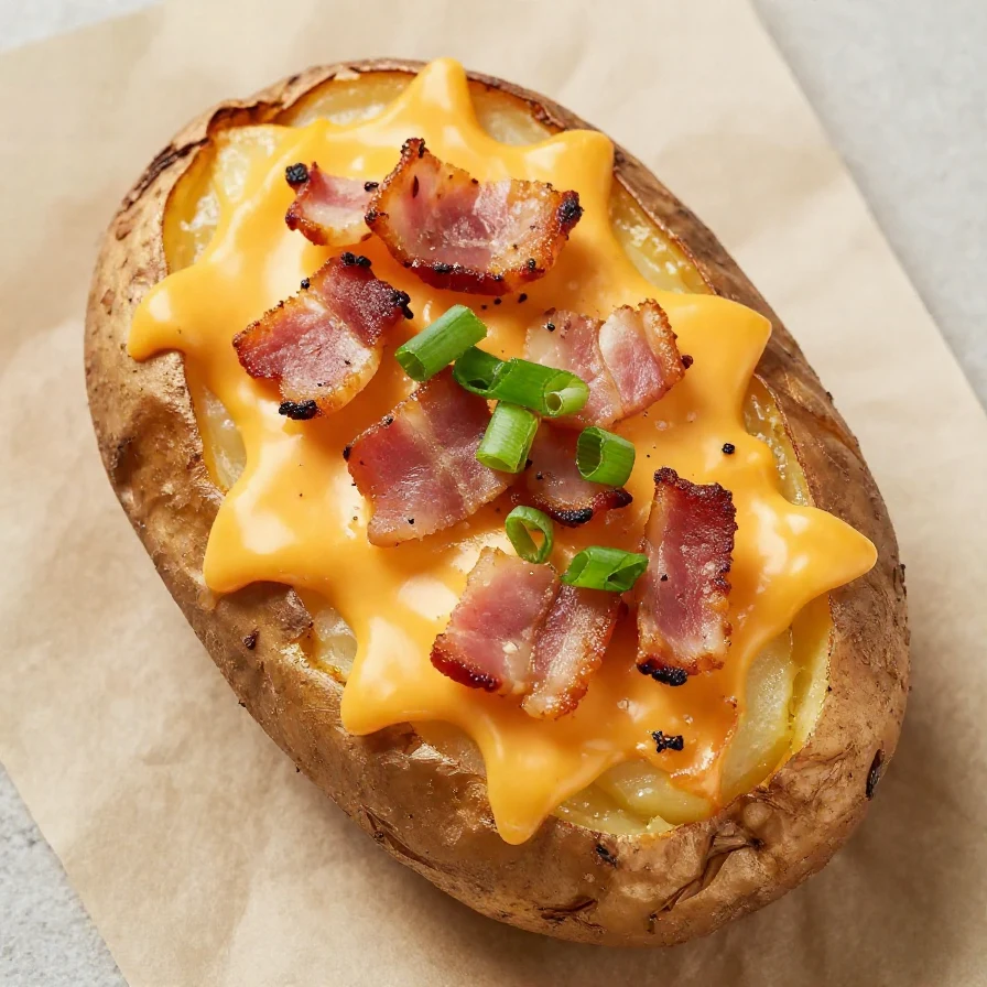 A plate of traditional twice baked potatoes topped with cheese and chives