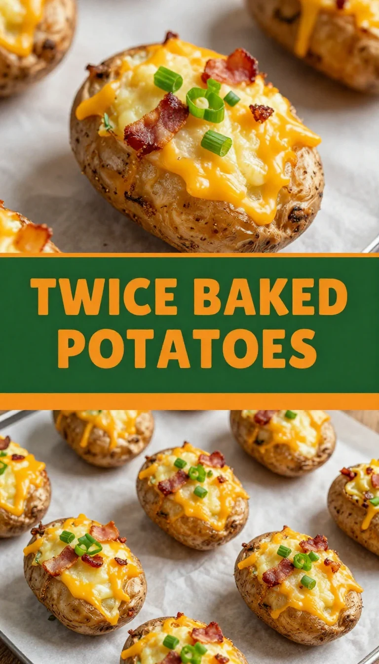 A plate of traditional twice baked potatoes topped with cheese and chives