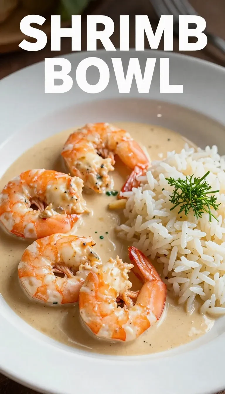 A plate of creamy garlic shrimp garnished with fresh parsley.