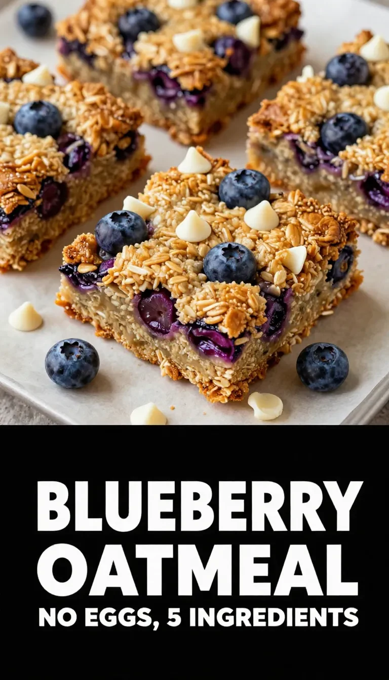 Close-up of a freshly baked blueberry breakfast casserole topped with golden crust.