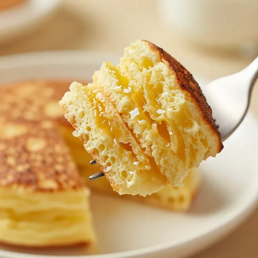 Golden baked German pancake served in a cast iron skillet.