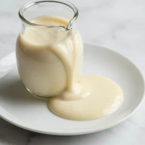 A jar of healthy homemade creamy balsamic vinaigrette salad dressing surrounded by fresh vegetables.