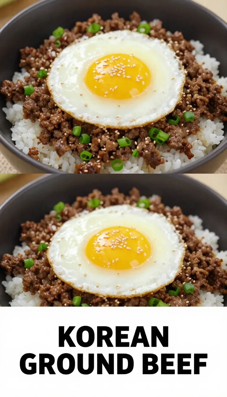 A bowl of Korean ground beef served over white rice, garnished with green onions and sesame seeds.