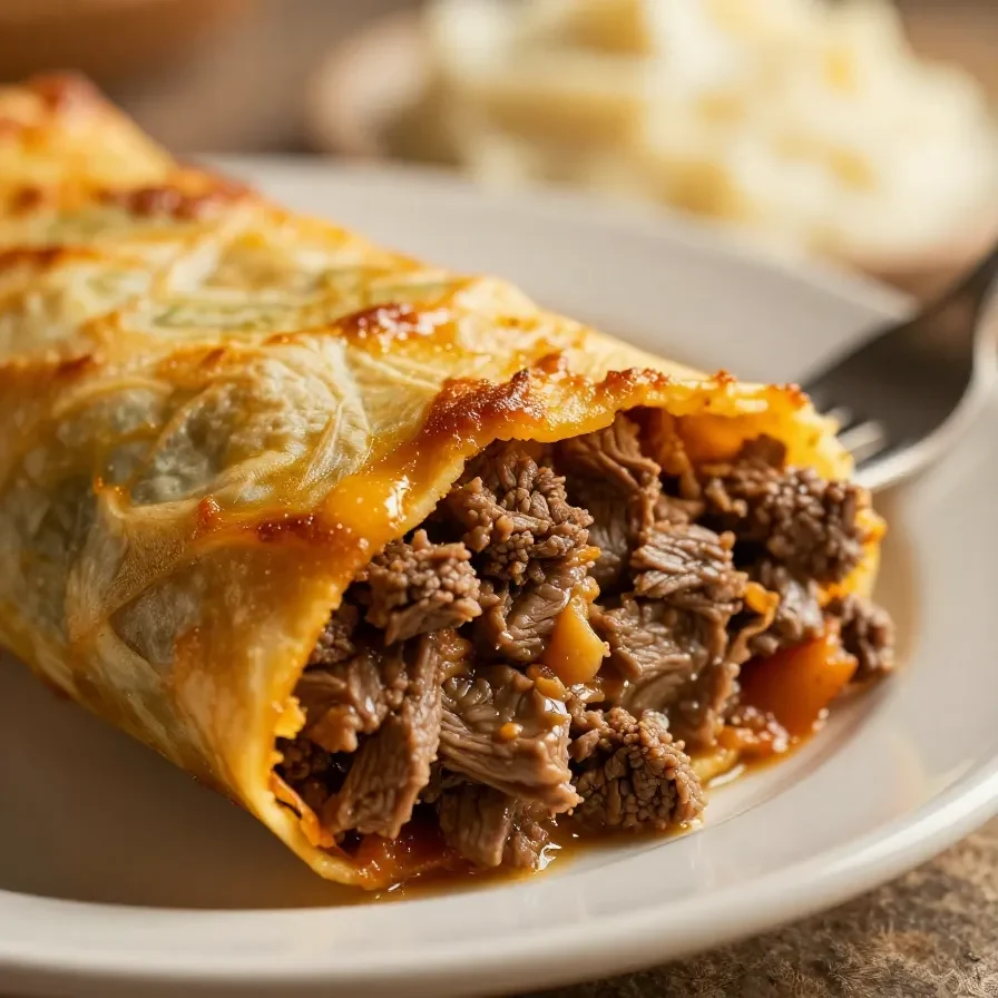 A plate of homemade beef enchiladas topped with melted cheese and fresh cilantro.