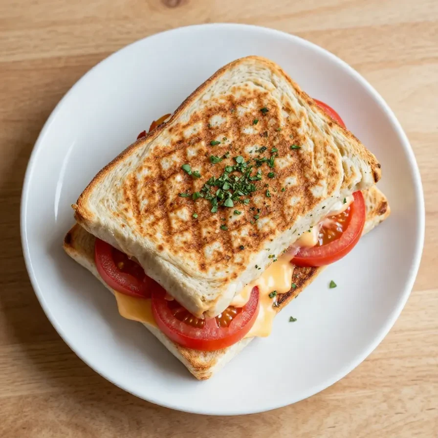 Grilled Chicken Caprese Panini with melted mozzarella, fresh basil, and ripe tomatoes on toasted bread.