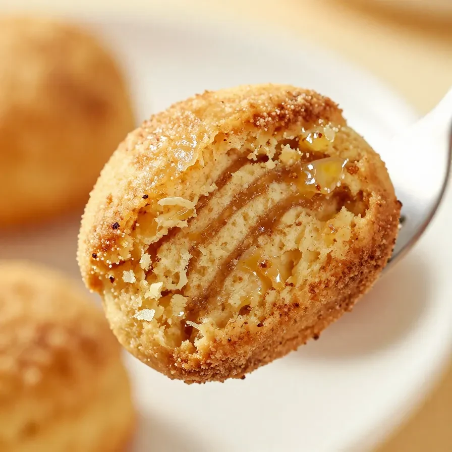 Close-up of cinnamon sugar biscuit bites served on a white plate.