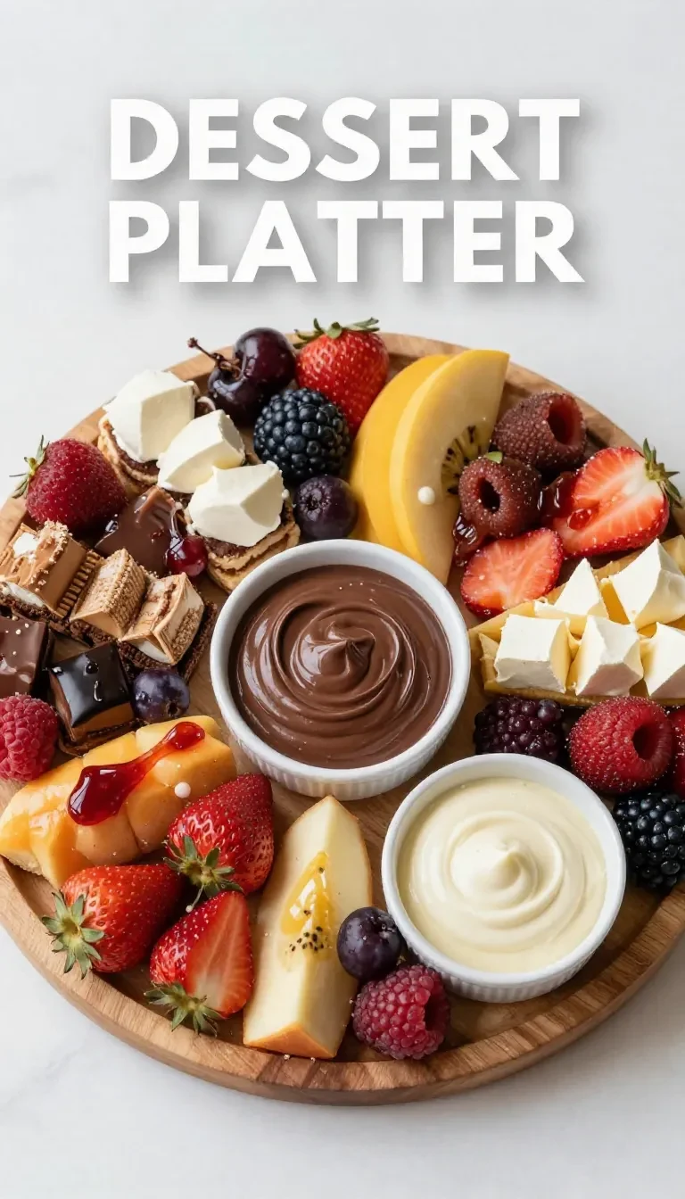 A beautifully arranged chocolate charcuterie board with assorted chocolates, fruits, nuts, and cookies.