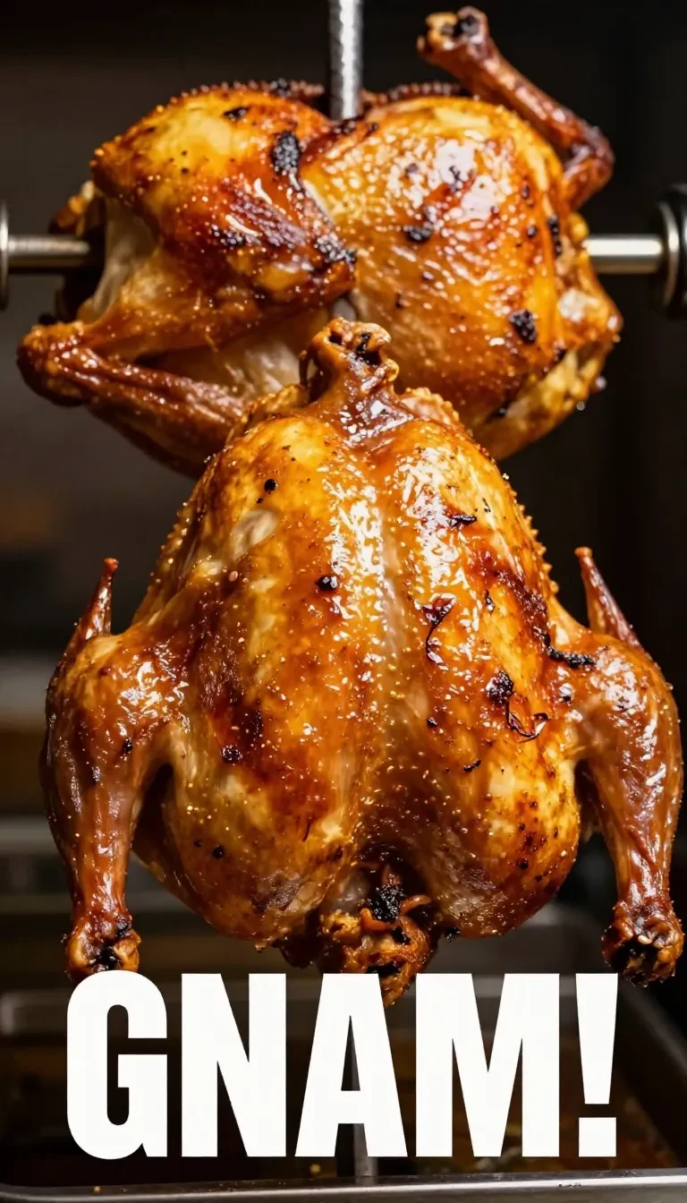 A perfectly roasted chicken served with vegetables and herbs on a dinner plate.