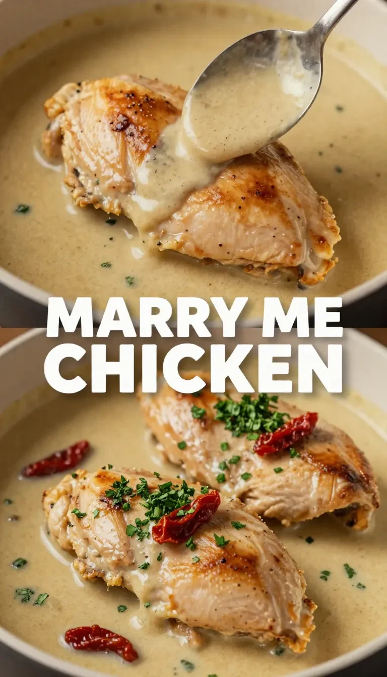 A plate of creamy Marry Me Chicken garnished with fresh herbs and served alongside roasted vegetables.