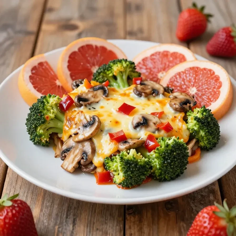 A cozy breakfast spread featuring pancakes, scrambled eggs, and fresh orange juice on a wooden table.