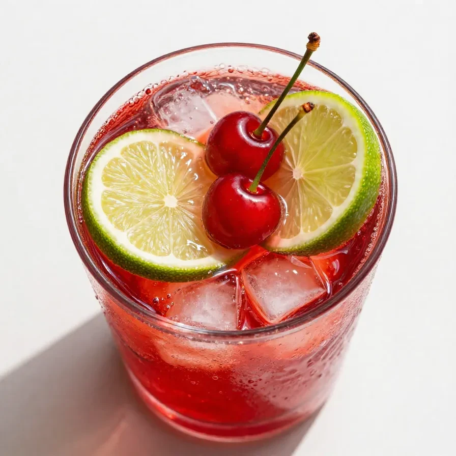 A Dirty Shirley Temple cocktail served in a glass with a cherry garnish.