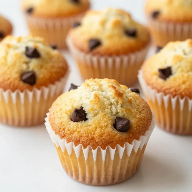 A plate of healthy chocolate chip mini muffins, golden brown and freshly baked.