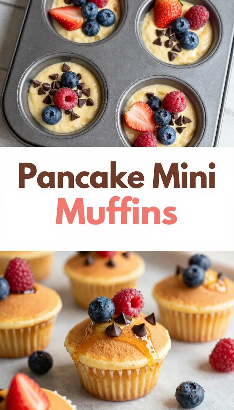 A tray of freshly baked pancake mini muffins with golden tops.