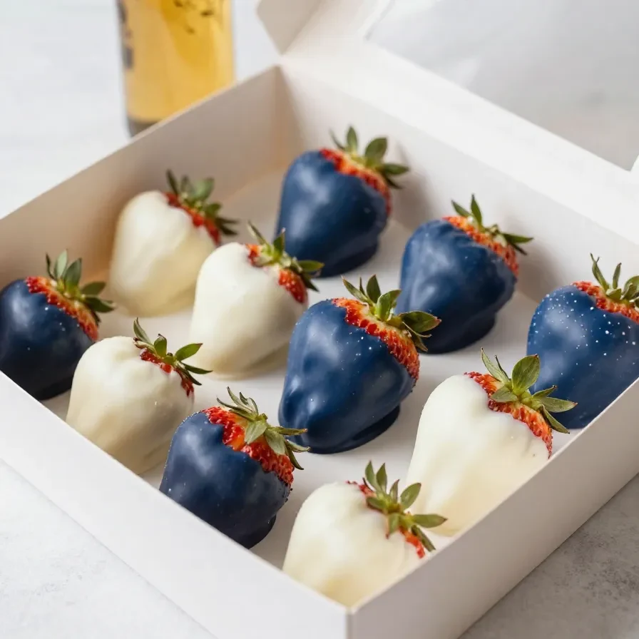 A close-up of chocolate-covered strawberries arranged beautifully for Father's Day.