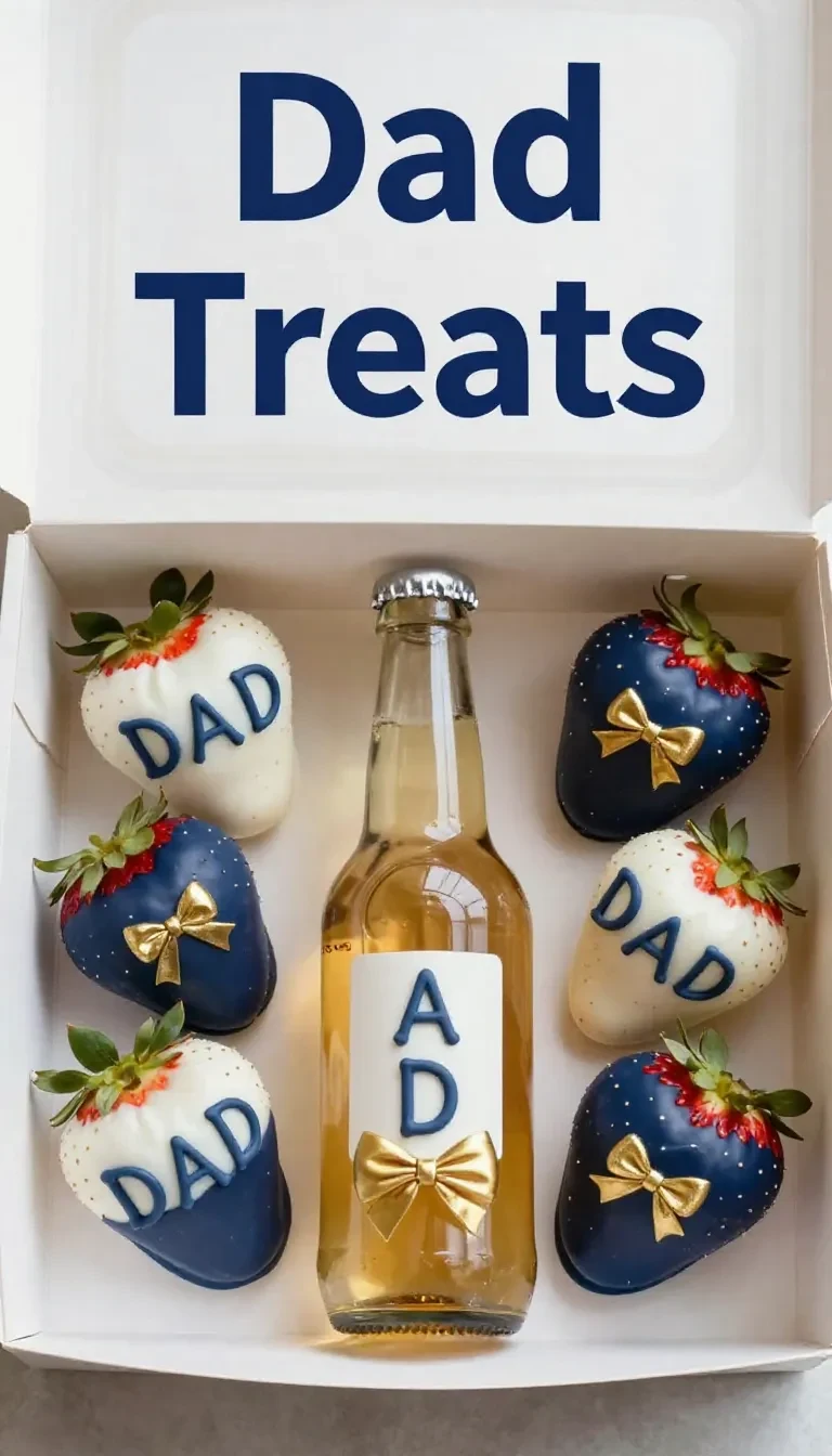 A close-up of chocolate-covered strawberries arranged beautifully for Father's Day.