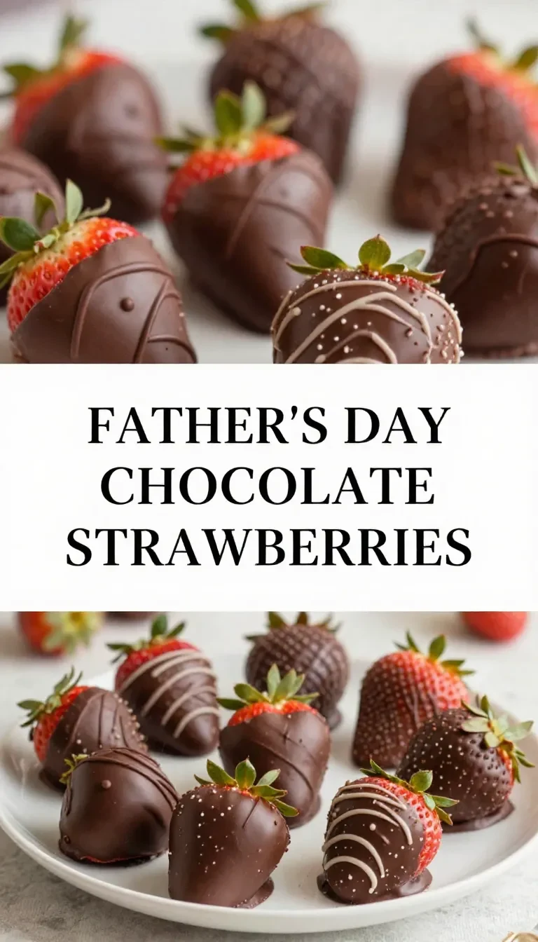 A close-up of chocolate-covered strawberries arranged on a plate, perfect for Father's Day celebrations.